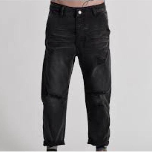 NWT One Teaspoon Man Mr Browns Jeans Black Anchor Faded Wash Distressed Sz 32 - Picture 1 of 11